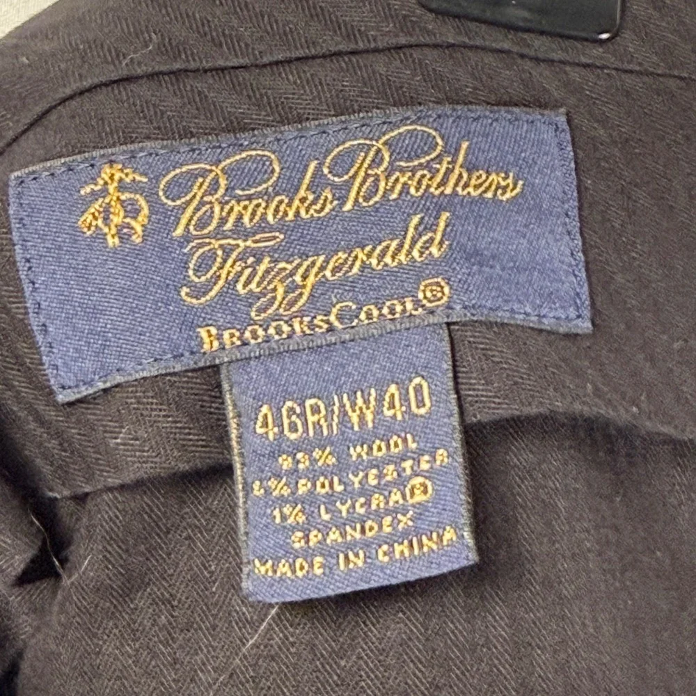 Brooks Brothers Fitzgerald Navy Herringbone Wool Dress Pants Stretch Mens 40x27 - Picture 5 of 7
